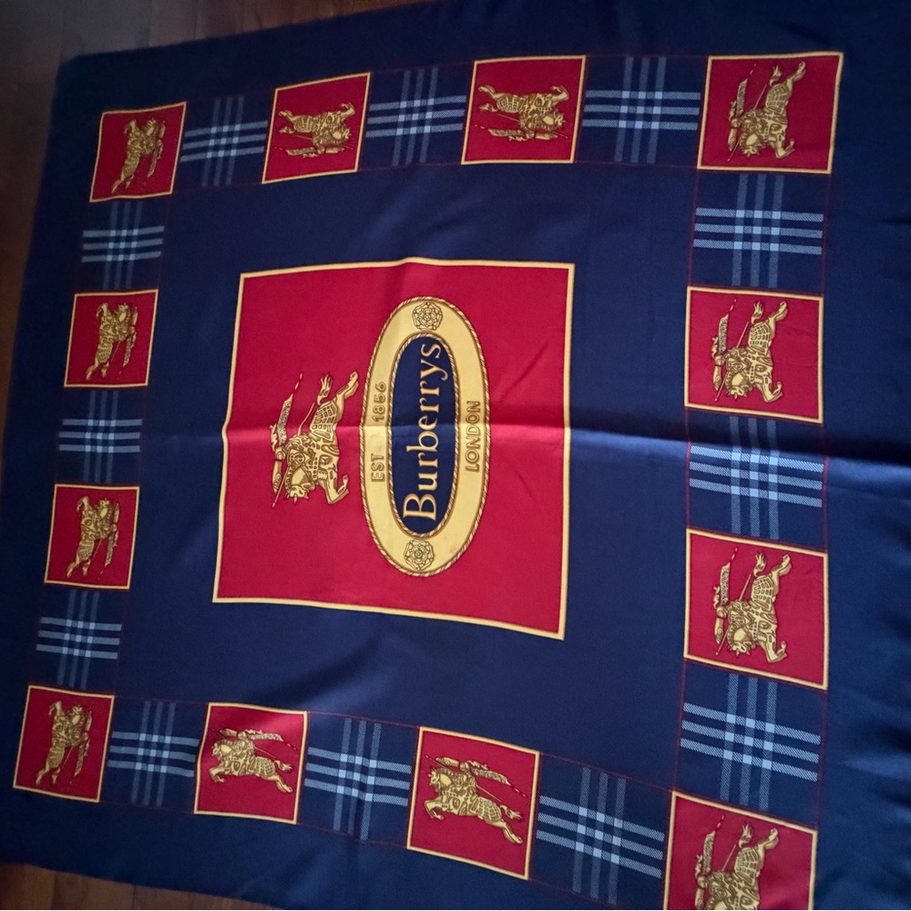 Burberrys Red and Navy Scarf